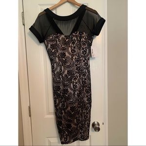 Black and champagne lace dress